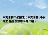 木秀于林風(fēng)必摧之（木秀于林 風(fēng)必摧之 是什么意思簡介介紹）