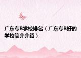 廣東專B學校排名（廣東專B好的學校簡介介紹）