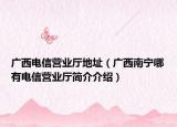 廣西電信營業(yè)廳地址（廣西南寧哪有電信營業(yè)廳簡介介紹）