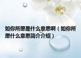 如你所愿是什么意思?。ㄈ缒闼甘裁匆馑己喗榻榻B）