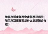隨風(fēng)直到夜郎西中夜郎西是哪里（隨風(fēng)直到夜郎西是什么意思簡介介紹）