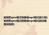 如何把qmv格式轉(zhuǎn)換成mp4格式的介紹(如何把qmv格式轉(zhuǎn)換成mp4格式的詳細(xì)情況如何)