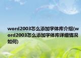 word2003怎么添加字體庫介紹(word2003怎么添加字體庫詳細(xì)情況如何)