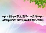 oppo的cpe怎么選擇apn介紹(oppo的cpe怎么選擇apn詳細情況如何)