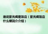 誰說紫光閣是飯店（紫光閣飯店什么梗簡介介紹）