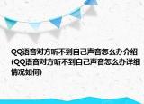 QQ語(yǔ)音對(duì)方聽(tīng)不到自己聲音怎么辦介紹(QQ語(yǔ)音對(duì)方聽(tīng)不到自己聲音怎么辦詳細(xì)情況如何)