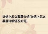 微信上怎么截屏介紹(微信上怎么截屏詳細情況如何)