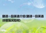 翻譯一段英語介紹(翻譯一段英語詳細(xì)情況如何)