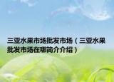 三亞水果市場批發(fā)市場（三亞水果批發(fā)市場在哪簡介介紹）