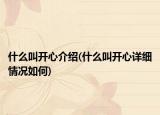 什么叫開心介紹(什么叫開心詳細(xì)情況如何)