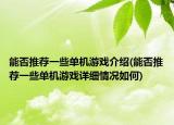 能否推薦一些單機(jī)游戲介紹(能否推薦一些單機(jī)游戲詳細(xì)情況如何)