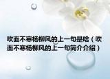 吹面不寒楊柳風(fēng)的上一句是啥（吹面不寒楊柳風(fēng)的上一句簡(jiǎn)介介紹）