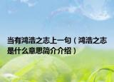 當(dāng)有鴻浩之志上一句（鴻浩之志是什么意思簡(jiǎn)介介紹）