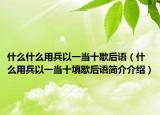 什么什么用兵以一當十歇后語（什么用兵以一當十填歇后語簡介介紹）