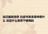 當日最新消息 白皮書發(fā)表意味著什么 這是什么意思干嘛用的