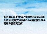 如何用安卓手機GBA模擬器玩GBA游戲介紹(如何用安卓手機GBA模擬器玩GBA游戲詳細情況如何)