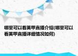 哪里可以看英甲直播介紹(哪里可以看英甲直播詳細情況如何)