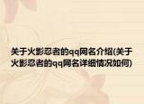 關于火影忍者的qq網名介紹(關于火影忍者的qq網名詳細情況如何)