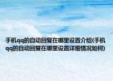手機qq的自動回復在哪里設置介紹(手機qq的自動回復在哪里設置詳細情況如何)