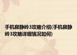 手機(jī)寂靜嶺3攻略介紹(手機(jī)寂靜嶺3攻略詳細(xì)情況如何)