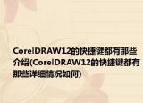 CorelDRAW12的快捷鍵都有那些介紹(CorelDRAW12的快捷鍵都有那些詳細(xì)情況如何)