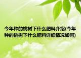 今年種的桃樹下什么肥料介紹(今年種的桃樹下什么肥料詳細情況如何)