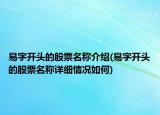 易字開頭的股票名稱介紹(易字開頭的股票名稱詳細(xì)情況如何)