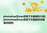 photoshop在mac系統(tǒng)下不能保存介紹(photoshop在mac系統(tǒng)下不能保存詳細(xì)情況如何)