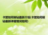 卡盟如何刷鉆最新介紹(卡盟如何刷鉆最新詳細情況如何)