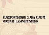 處理(英語短語是什么介紹 處理 英語短語是什么詳細情況如何)