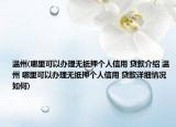 溫州(哪里可以辦理無(wú)抵押個(gè)人信用 貸款介紹 溫州 哪里可以辦理無(wú)抵押個(gè)人信用 貸款詳細(xì)情況如何)