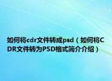 如何將cdr文件轉成psd（如何將CDR文件轉為PSD格式簡介介紹）