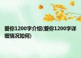 愛你1200字介紹(愛你1200字詳細(xì)情況如何)