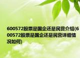 600572股票是國企還是民營介紹(600572股票是國企還是民營詳細(xì)情況如何)