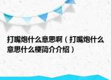 打嘴炮什么意思?。ù蜃炫谑裁匆馑际裁垂：?jiǎn)介介紹）