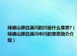 綠遍山原白滿川的川是什么意思?（綠遍山原白滿川中川的意思簡介介紹）