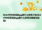 在dnf中經(jīng)常說的gg是什么意思介紹(在dnf中經(jīng)常說的gg是什么意思詳細(xì)情況如何)