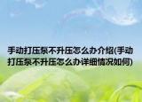 手動打壓泵不升壓怎么辦介紹(手動打壓泵不升壓怎么辦詳細情況如何)