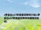 c羅拿過u17歐青賽冠軍嗎介紹(c羅拿過u17歐青賽冠軍嗎詳細情況如何)