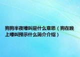 狗狗半夜嚎叫是什么意思（狗在晚上嚎叫預(yù)示什么簡(jiǎn)介介紹）