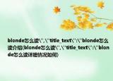 blonde怎么讀
