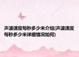 聲波速度每秒多少米介紹(聲波速度每秒多少米詳細情況如何)