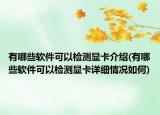 有哪些軟件可以檢測(cè)顯卡介紹(有哪些軟件可以檢測(cè)顯卡詳細(xì)情況如何)