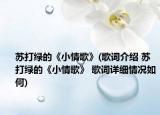蘇打綠的《小情歌》(歌詞介紹 蘇打綠的《小情歌》 歌詞詳細(xì)情況如何)