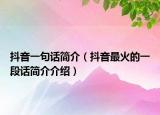 抖音一句話簡介（抖音最火的一段話簡介介紹）