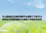 怎么查看自己在哪些借款平臺借錢了介紹(怎么查看自己在哪些借款平臺借錢了詳細(xì)情況如何)