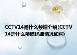 CCTV14是什么頻道介紹(CCTV14是什么頻道詳細(xì)情況如何)
