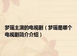 夢(mèng)瑤主演的電視?。▔?mèng)瑤是哪個(gè)電視劇簡(jiǎn)介介紹）