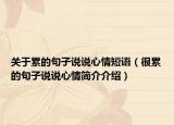 關(guān)于累的句子說說心情短語（很累的句子說說心情簡介介紹）