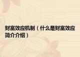 財(cái)富效應(yīng)機(jī)制（什么是財(cái)富效應(yīng)簡(jiǎn)介介紹）